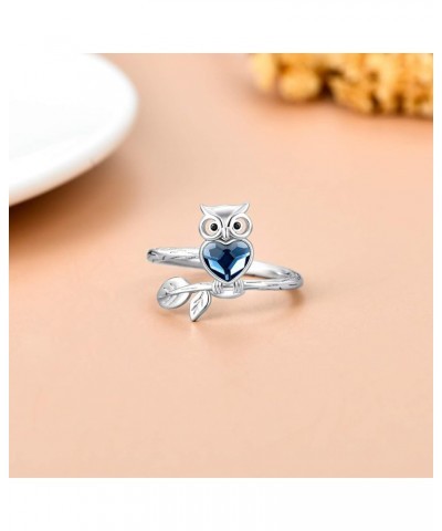 Sterling Silver Owl/Panda/Koala Ring for Women, Made with Austrian Crystal, Size 6-10 A_Owl Ring 5 $14.08 Rings