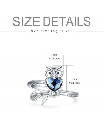 Sterling Silver Owl/Panda/Koala Ring for Women, Made with Austrian Crystal, Size 6-10 A_Owl Ring 5 $14.08 Rings