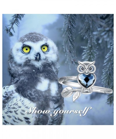 Sterling Silver Owl/Panda/Koala Ring for Women, Made with Austrian Crystal, Size 6-10 A_Owl Ring 5 $14.08 Rings