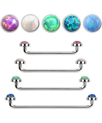 Staple Surface Barbell with Internally Threaded Synthetic Opal stones Surgical Steel 14G Green - 1" 25mm $9.33 Body Jewelry