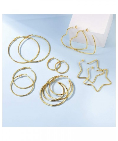 Suplight Star/Heart/Double Hoop Earrings, Small Medium Large Hoop Earrings for Women Girls 30mm-10mm, Gold/Silver/Black Color...