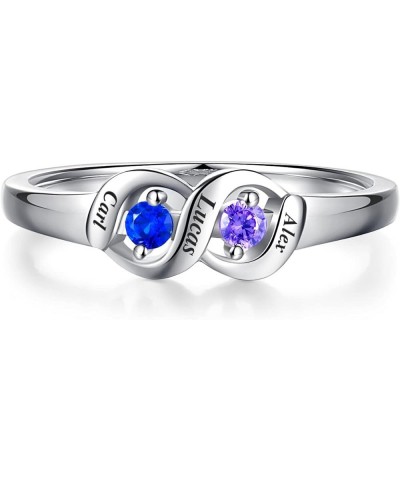 Personalized Mothers Ring with 2-5 Simulated Birthstone 925 Sterling Silver Promise Rings Customized Engraved 3-5 Names Engag...