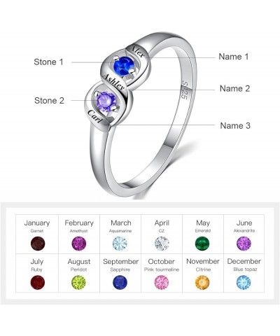 Personalized Mothers Ring with 2-5 Simulated Birthstone 925 Sterling Silver Promise Rings Customized Engraved 3-5 Names Engag...