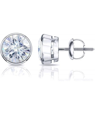 18k Gold Round Moissanite Stud Earrings (1 to 7ct TGW, H-I) Bezel-set, Screw-Back White Gold 1.5 carats $501.60 Earrings