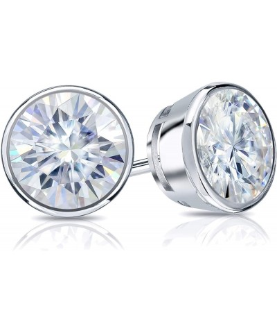 18k Gold Round Moissanite Stud Earrings (1 to 7ct TGW, H-I) Bezel-set, Screw-Back White Gold 1.5 carats $501.60 Earrings