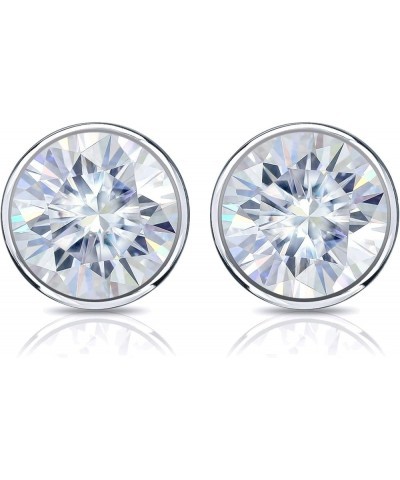 18k Gold Round Moissanite Stud Earrings (1 to 7ct TGW, H-I) Bezel-set, Screw-Back White Gold 1.5 carats $501.60 Earrings