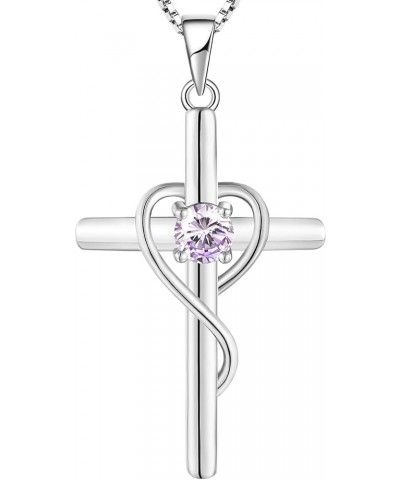 Infinity Heart Cross Necklace Sterling Silver Crucifix Pendant Gemstones Criss Jewelry for Women 06-alexandrite-Jun $24.20 Ne...