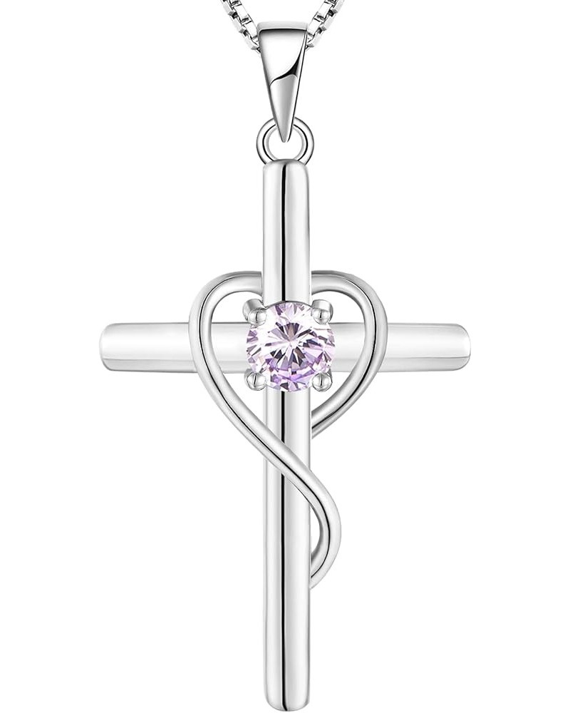 Infinity Heart Cross Necklace Sterling Silver Crucifix Pendant Gemstones Criss Jewelry for Women 06-alexandrite-Jun $24.20 Ne...