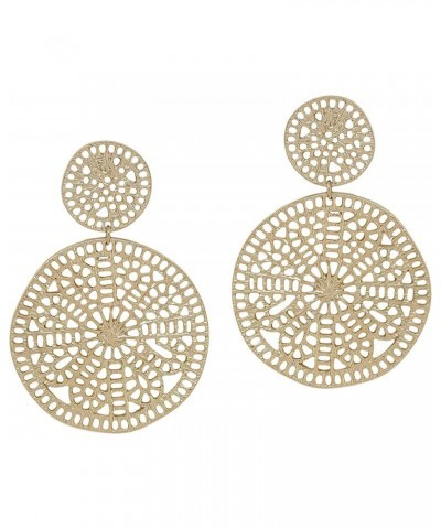 Filigree Geometric Gold Drop Earrings, Dangle, Gift for Her $9.64 Earrings