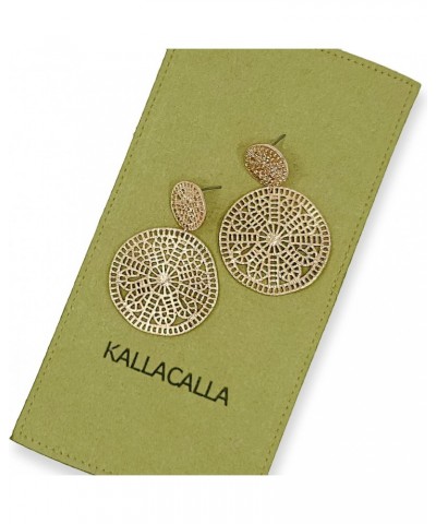 Filigree Geometric Gold Drop Earrings, Dangle, Gift for Her $9.64 Earrings