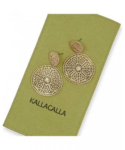 Filigree Geometric Gold Drop Earrings, Dangle, Gift for Her $9.64 Earrings