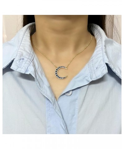 Women Moon Necklace Earrings Set Inlaid Zirconia Long Necklace Earrings Gifts for Teen Ladies Birthday Christmas Gift Gold $1...