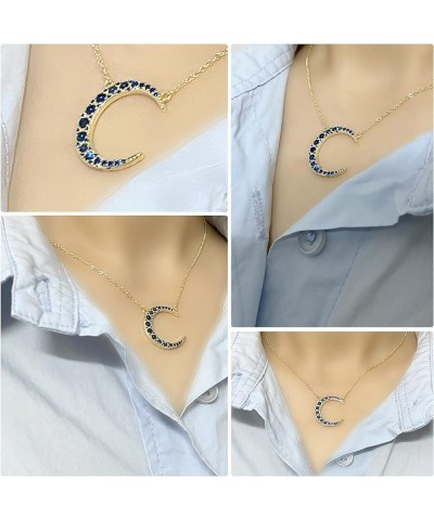 Women Moon Necklace Earrings Set Inlaid Zirconia Long Necklace Earrings Gifts for Teen Ladies Birthday Christmas Gift Gold $1...