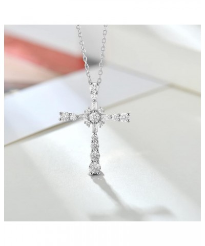 Women Necklace 925 Sterling Silver Cross Pendant Necklace with Cubic Zirconia Jewelry Gift for Mother Grandma Girl Daughter G...