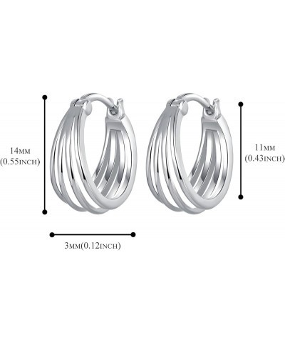 Black Double Hoop Earrings Men 925 Sterling Silver Split Hoop Huggie Earrings for Teen Boys Simple Stylish 15MM C $11.43 Earr...