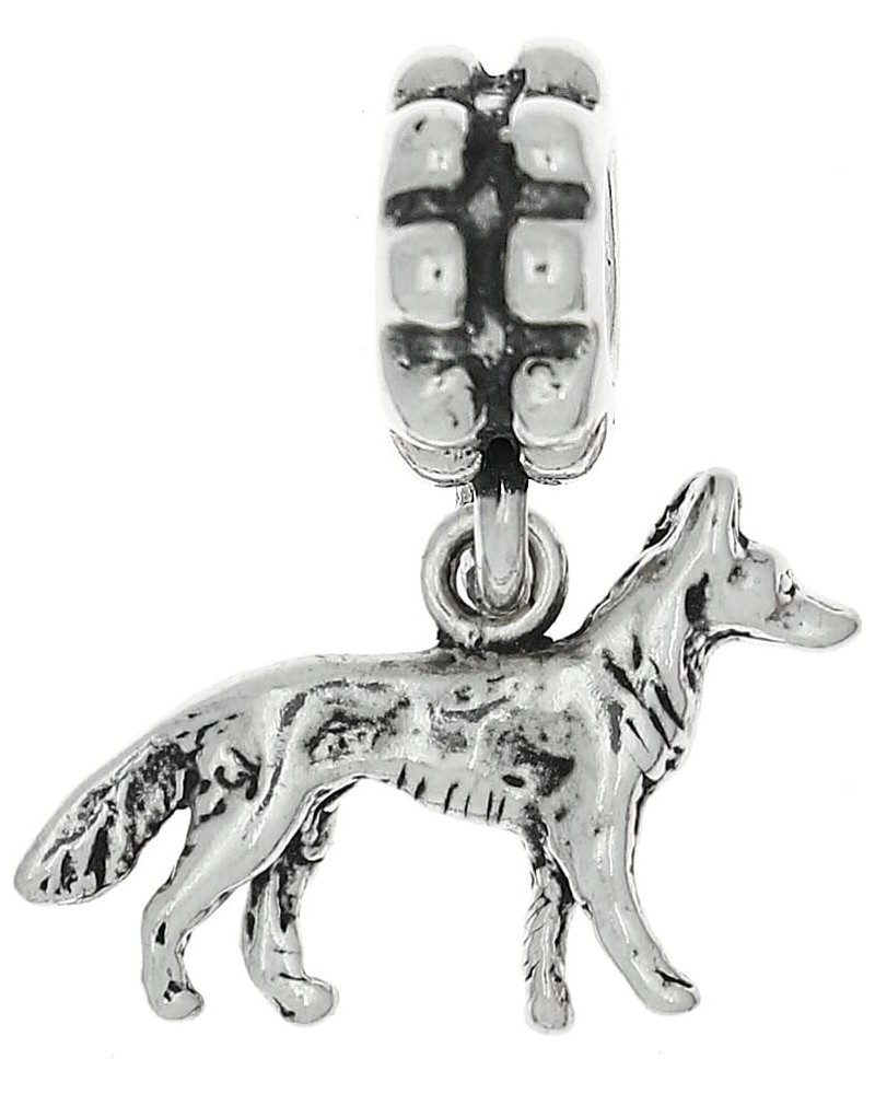 Sterling Silver Oxidized Small German Shepherd European Dangle Bead Charm $18.70 Bracelets