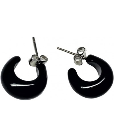 Resin Bold Hoops Stud Earrings Color Earrings - Acrylic Cute Earrings Made in Korea, Daily Fashion Woman's Earrings. Black $1...