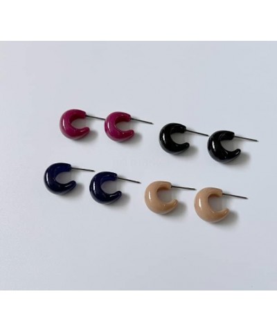 Resin Bold Hoops Stud Earrings Color Earrings - Acrylic Cute Earrings Made in Korea, Daily Fashion Woman's Earrings. Black $1...