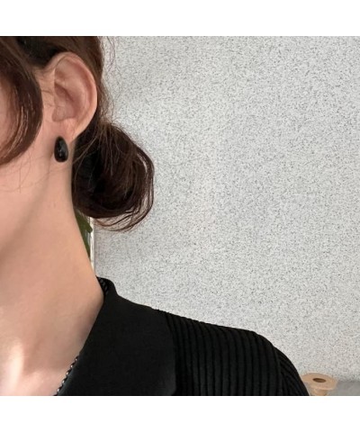 Resin Bold Hoops Stud Earrings Color Earrings - Acrylic Cute Earrings Made in Korea, Daily Fashion Woman's Earrings. Black $1...