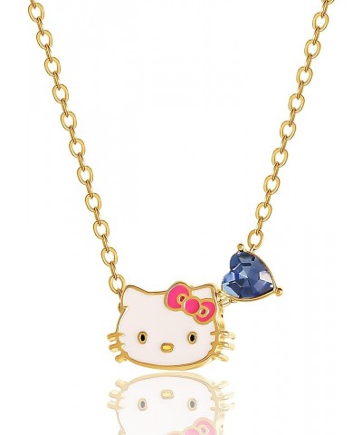 Sanrio Womens Crystal Birthstone Necklace 16 + 2'', 18kt Yellow Gold Flash Plated Necklace Official License September-Saphire...