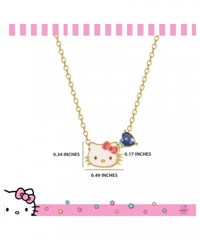 Sanrio Womens Crystal Birthstone Necklace 16 + 2'', 18kt Yellow Gold Flash Plated Necklace Official License September-Saphire...