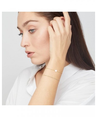 Bracelet for Women Gold Layered Set 2 Layer 14K Gold Plated Simple Dainty Chain Everyday Jewelry Figaro & Pearl $11.15 Bracelets