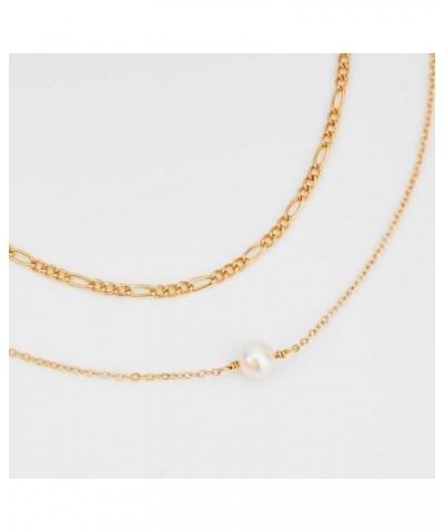 Bracelet for Women Gold Layered Set 2 Layer 14K Gold Plated Simple Dainty Chain Everyday Jewelry Figaro & Pearl $11.15 Bracelets